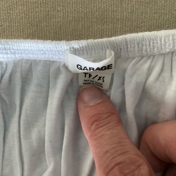 SALE GARAGE White Off-the-Shoulder crop top with Navy Embroidered Collar size XS - Picture 4 of 7